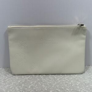 MARC JACOBS Daisy White Leather Makeup Cosmetic Pouch Travel Bag